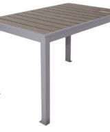 BFM Seaside 4-Leg Bolt-Down Commercial Dining Height Table 31x48, Synthetic Gray Teak Top, Soft Gray Frame