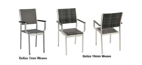Belize Stackable Metal Arm Chairs with HDPE Weaving