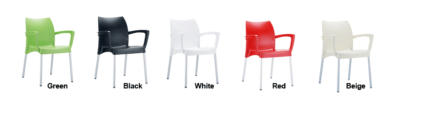 Domenica PVC and Aluminum Outdoor Stackable Arm Chairs