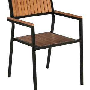 Elegance Aluminum Faux Teak Stackable Outdoor Arm Chair