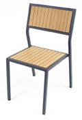 Elegance Aluminum Faux Teak Stackable Outdoor Side Chair