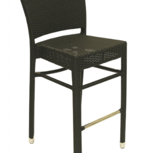 Isabella Stackable Aluminum and Polyethylene Weave Bar Stool with Back
