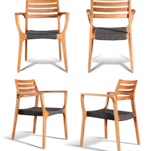 GAR Dune Genuine Slatted Teak Outdoor Commercial Arm Chair