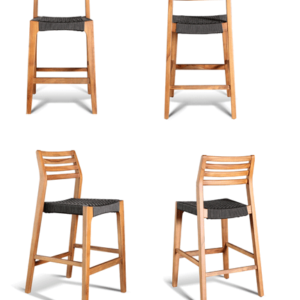 GAR Dune Genuine Slatted Teak Outdoor Commercial Bar Stool