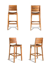 GAR Port Genuine Teak Commercial Outdoor Bar Stool