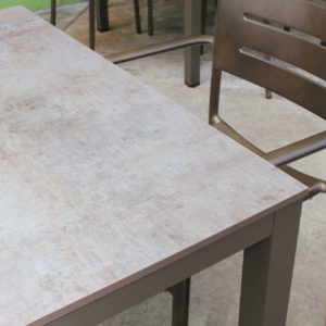 Plantation Prestige Cortez 36 x 36 Bronze/Desert Top HPL Dining Table for Outdoor Restaurants (closeout)
