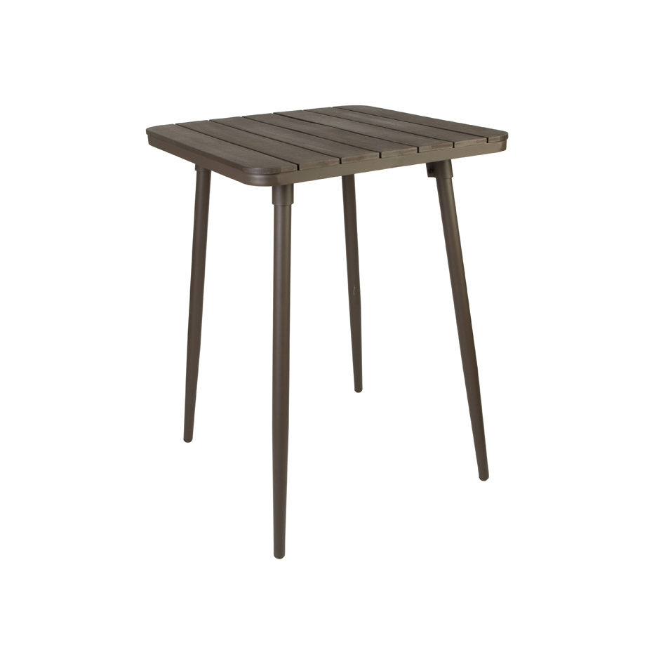 BFM Bayview 4-Leg Bar Height Table 36x36 - Synthetic Wood and Aluminum Outdoor Restaurant Table