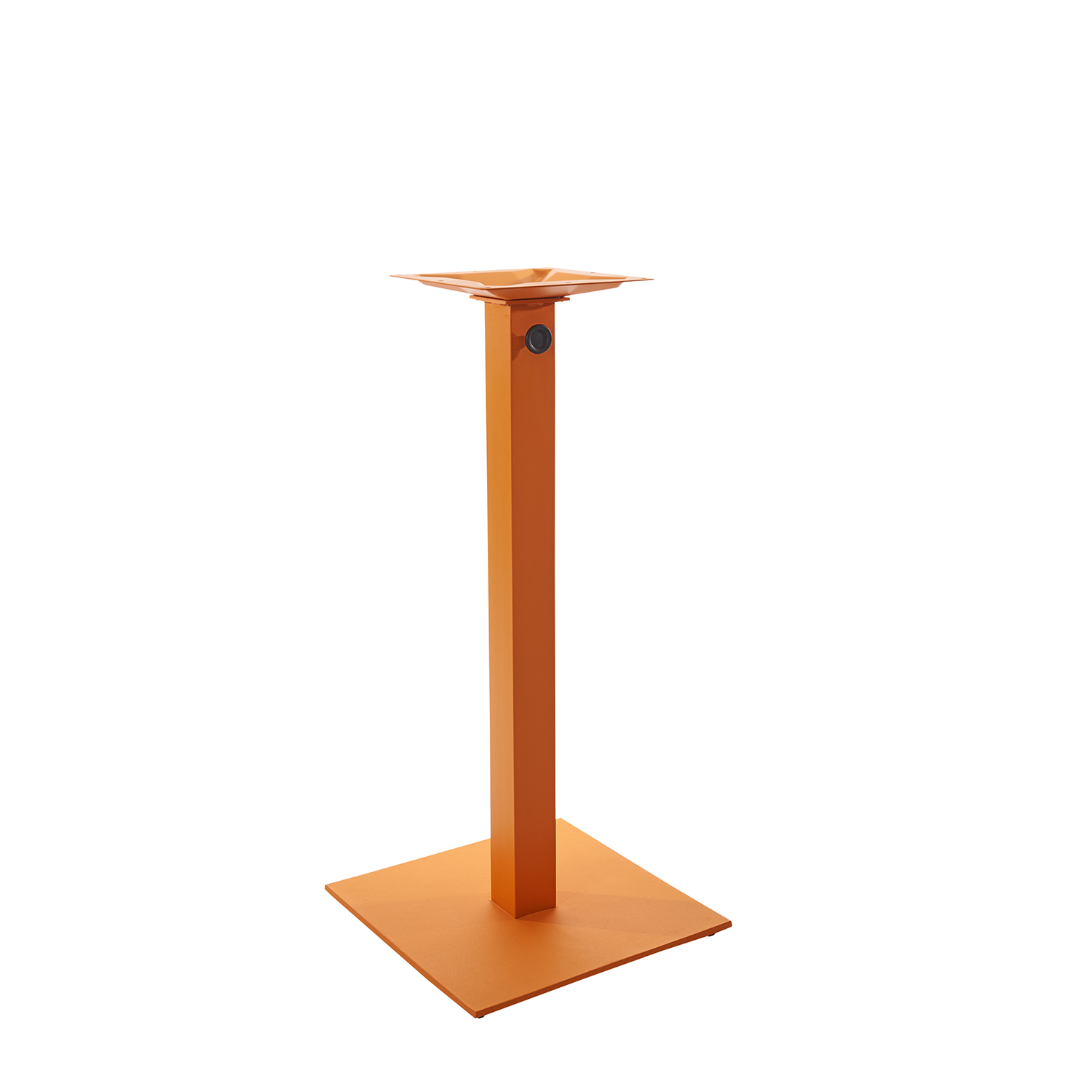 Margate 20-inch Square Dining Height Base - Zinc-Plated Cast Iron Bottom, Stainless Steel Column - Powder-Coated Citrus