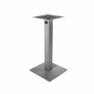 Margate 24-inch Square Dining Height Base - Zinc-Plated Cast Iron Bottom, Stainless Steel Column - Powder-Coated Silver