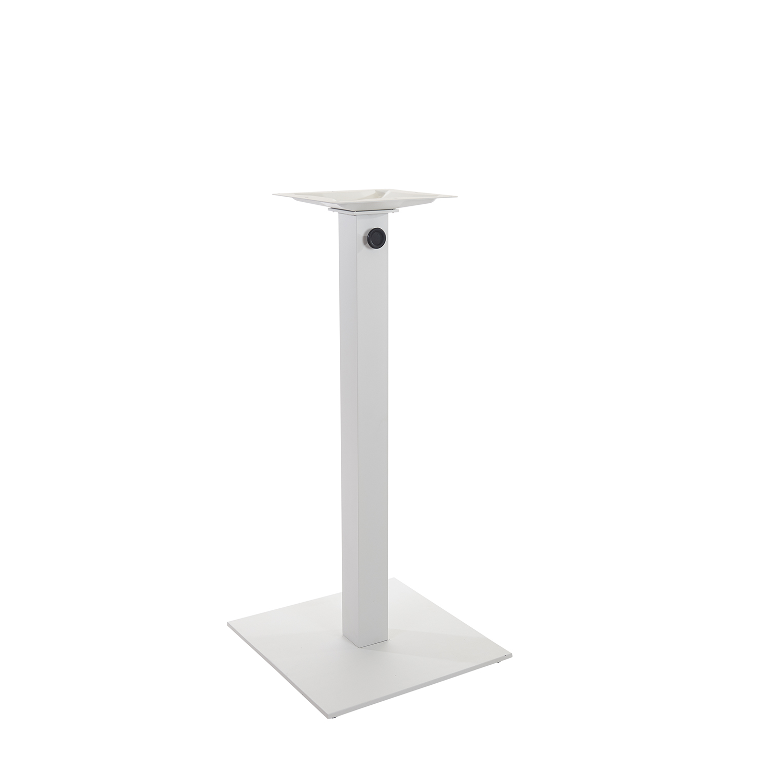 Margate 20-inch Square Dining Height Base - Zinc-Plated Cast Iron Bottom, Stainless Steel Column - Powder-Coated White