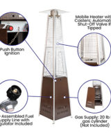 Flash Furniture Commercial Outdoor Patio Pyramid 40,000 BTU Propane Heater