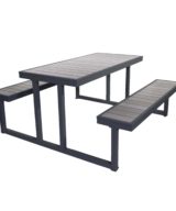 BFM Seaside Synthetic Teak Outdoor Restaurant Picnic Table