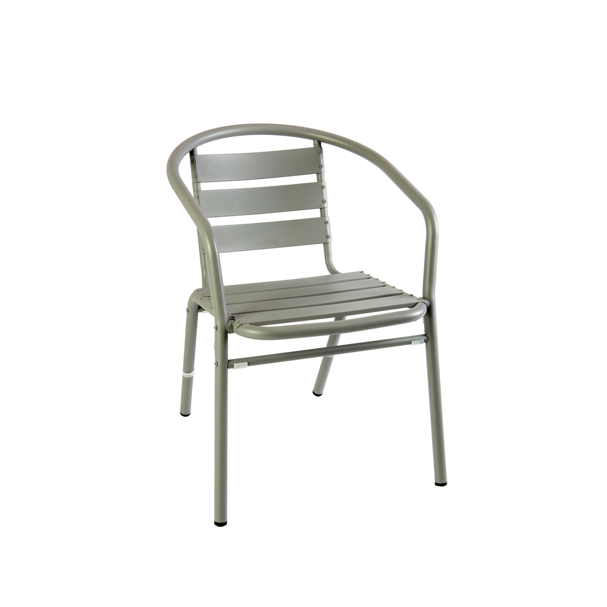 BFM Capri Powder-Coated Aluminum Outdoor Restaurant Armchair - Soft Gray