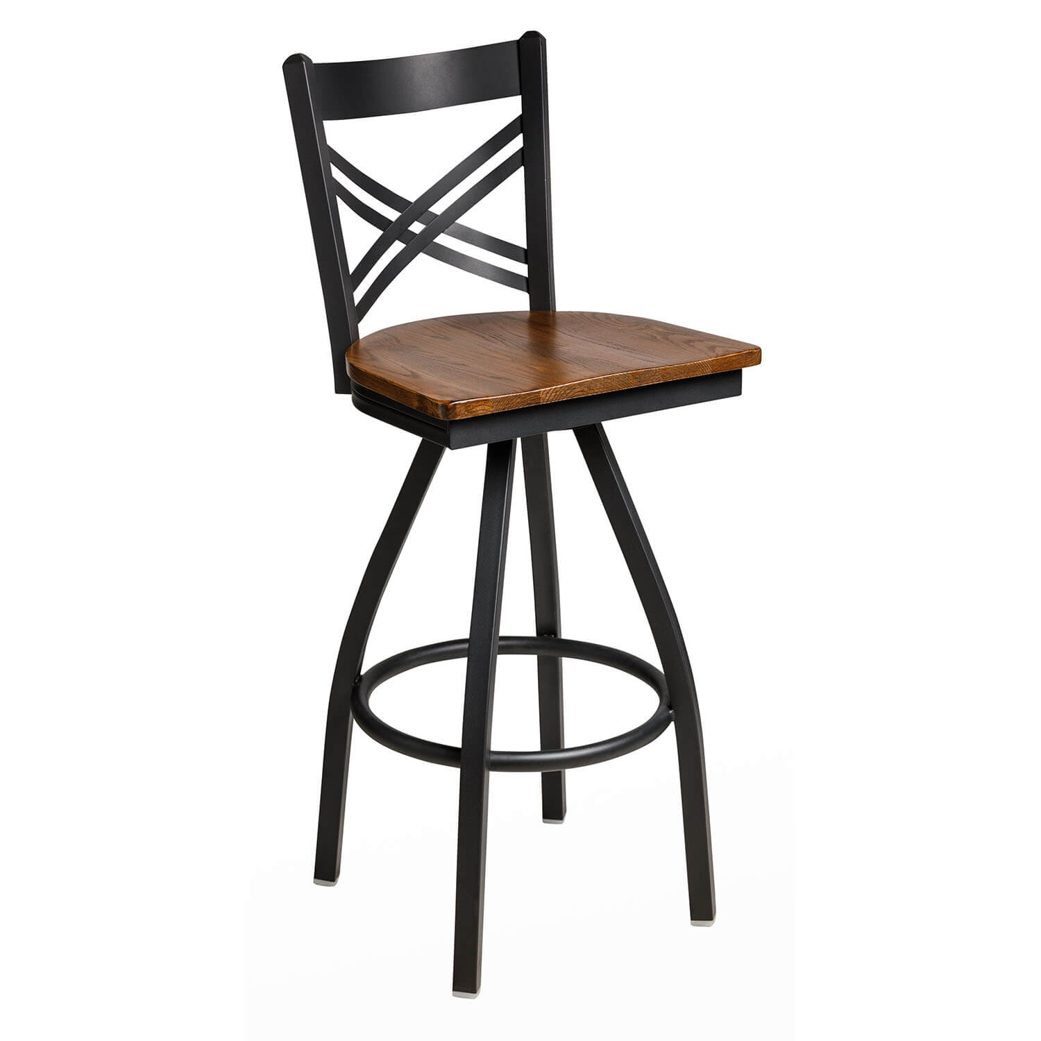 BFM Akrin Cross Back Indoor Restaurant Metal Swivel Barstool