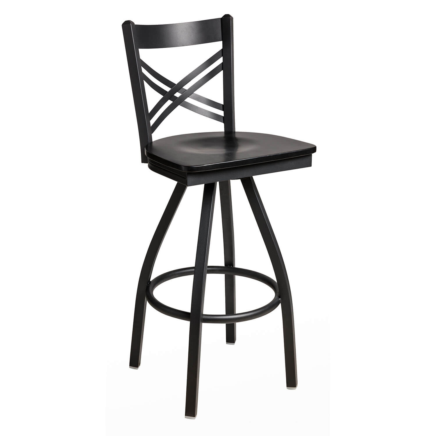 BFM Akrin Cross Back Indoor Restaurant Metal Swivel Barstool