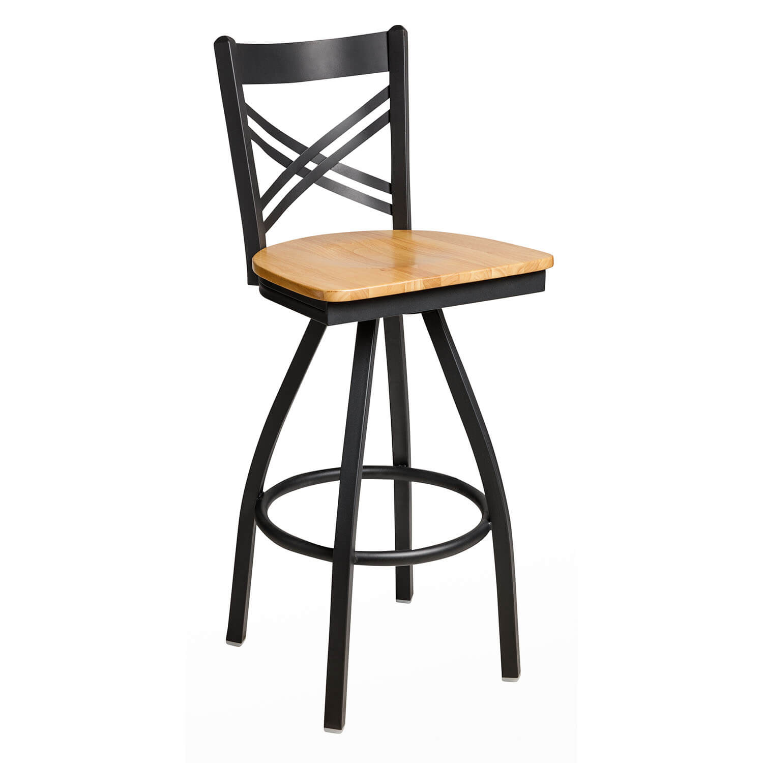 BFM Akrin Cross Back Indoor Restaurant Metal Swivel Barstool