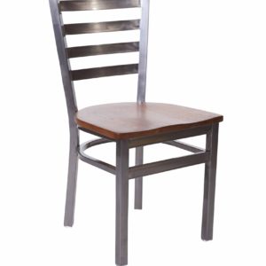BFM Lima Ladder Back Chair - Autumn Ash Seat - Steel Frame - Clear Coat Finish for Indoor Restaurants