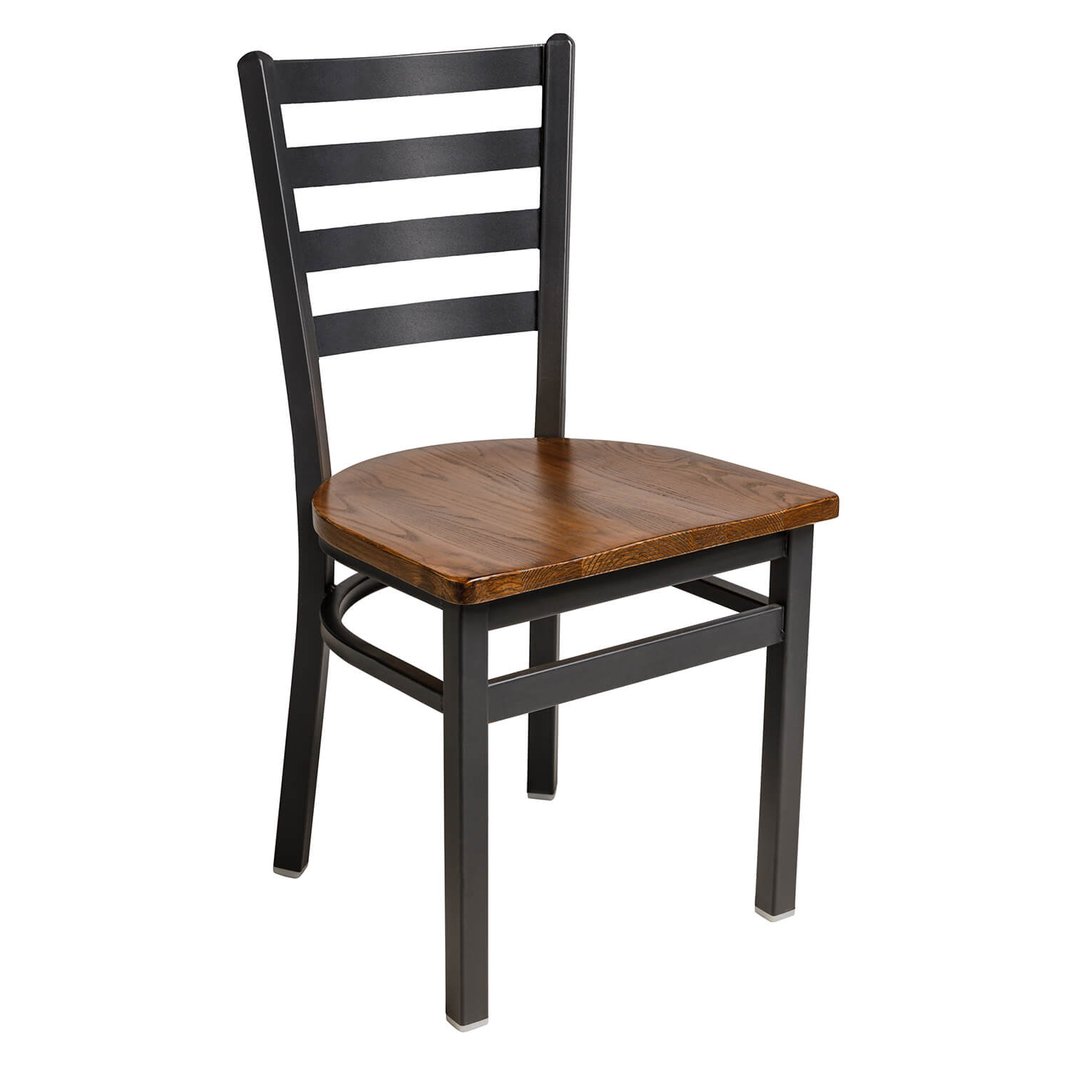BFM Lima Ladder Back Chair - Autumn Ash Seat - Steel Frame - Sand Black Finish for Indoor Restaurants