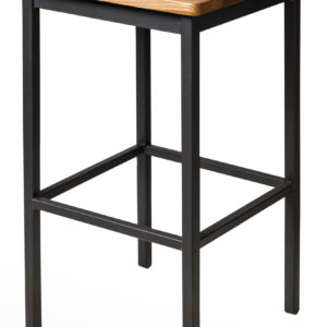 BFM Trent Backless Square Barstool - Autumn Ash Wood Seat - Steel Frame - Sand Black Finish for Indoor Restaurants