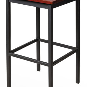 BFM Trent Backless Square Barstool - Cherry Wood Seat - Steel Frame - Sand Black Finish for Indoor Restaurants