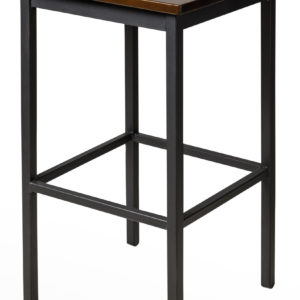 BFM Trent Backless Square Barstool - Walnut Wood Seat - Steel Frame - Sand Black Finish for Indoor Restaurants