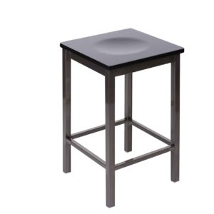 BFM Trent Backless Square Counter Height Stool - Black Wood Seat - Steel Frame - Clear Coat Finish for Indoor Restaurants