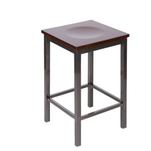 BFM Trent Backless Square Counter Height Stool - Walnut Wood Seat - Steel Frame - Clear Coat Finish for Indoor Restaurants