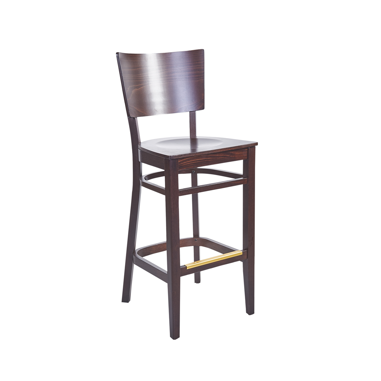 BFM Aston Barstool Beechwood Dark Walnut - Dark Walnut Veneer Seat for Indoor Restaurants
