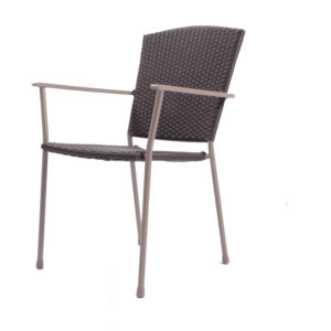 Plantation Prestige Fino Steel Champagne/Mocha Stacking Chair for Outdoor Restaurants (closeout)