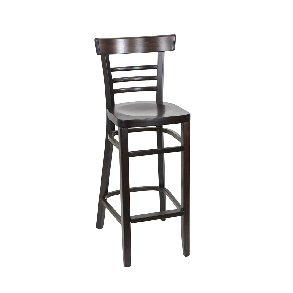 BFM Giulia Barstool Dark Walnut Beechwood - Dark Walnut Veneer Seat for Indoor Restaurants