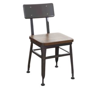 BFM Lincoln Side Chair, Autumn Ash Wood Seat & Clear Coat Metal Back - Steel Frame - Clear Coat Finish for Indoor Restaurants