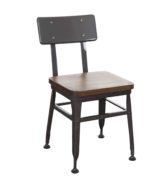 BFM Lincoln Side Chair, Autumn Ash Wood Seat & Back - Steel Frame - Clear Coat Finish for Indoor Restaurants