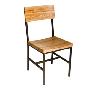 BFM Memphis Side Chair, Natural Ash Seat & Back - Steel Frame - Distressed Finish for Indoor Restaurants