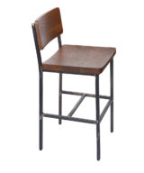 BFM Memphis Counter Height Stool, Autumn Ash Seat & Back - Steel Frame - Distressed Finish for Indoor Restaurants