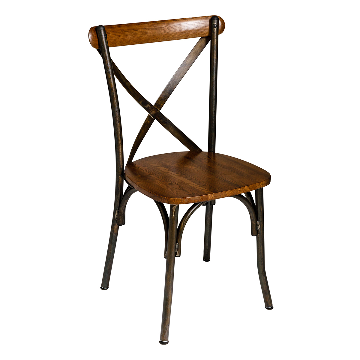 BFM Henry Cross Back Side Chair, Autumn Ash Wood Back, Rustic Finish for Indoor Restaurants