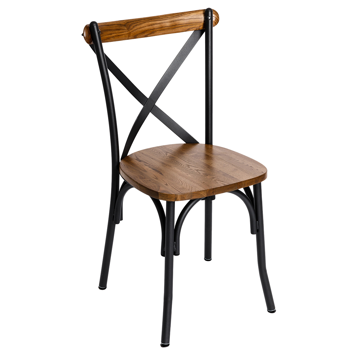 BFM Henry Cross Back Side Chair, Autumn Ash Wood Back, Sand Black Finish for Indoor Restaurants