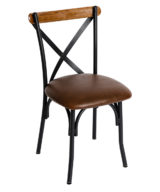 BFM Henry Cross Back Side Chair, Autumn Ash Wood Back, Sand Black Finish for Indoor Restaurants