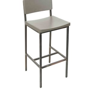 BFM Memphis Barstool Autumn Ash Wooden Back and Seat - Steel Frame - Rustic Finish for Indoor Restaurants