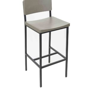 BFM Memphis Barstool, Gray Ash Wood Seat & Back - Steel Frame - Sand Black Finish for Indoor Restaurants
