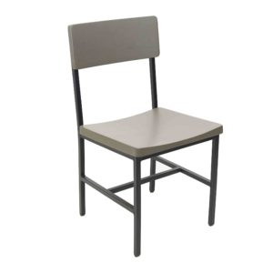 BFM Memphis Side Chair, Gray Ash Wood Seat & Back - Steel Frame - Sand Black Finish for Indoor Restaurants