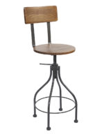 BFM Screw Barstool, Autumn Ash Wood Seat & Back - Steel Frame - Clear Coat Finish for Indoor Restaurant