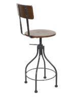 BFM Screw Barstool, Autumn Ash Wood Seat & Back - Steel Frame - Clear Coat Finish for Indoor Restaurant