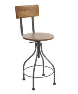 BFM Screw Barstool, Autumn Ash Wood Seat & Back - Steel Frame - Clear Coat Finish for Indoor Restaurant