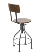 BFM Screw Barstool, Autumn Ash Wood Seat & Back - Steel Frame - Clear Coat Finish for Indoor Restaurant