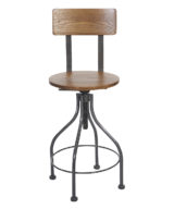 BFM Screw Barstool, Autumn Ash Wood Seat & Back - Steel Frame - Clear Coat Finish for Indoor Restaurant