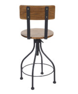 BFM Screw Barstool, Autumn Ash Wood Seat & Back - Steel Frame - Sand Black Finish for Indoor Restaurant