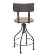 BFM Screw Barstool, Autumn Ash Wood Seat & Clear Coat Metal Back - Steel Frame - Clear Coat Finish for Indoor Restaurant