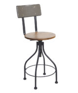 BFM Screw Barstool, Autumn Ash Wood Seat & Clear Coat Metal Back - Steel Frame - Clear Coat Finish for Indoor Restaurant