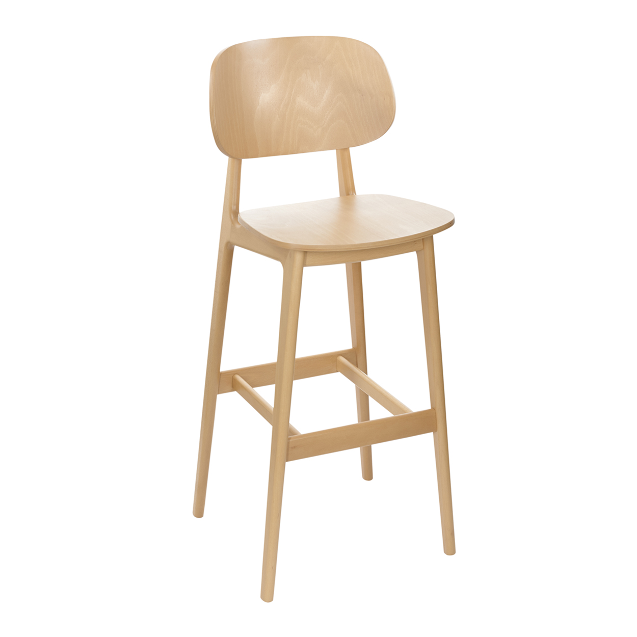 BFM Emma Barstool Natural frame - Natural Veneer Seat & Back for Indoor Restaurants
