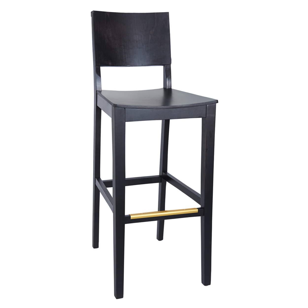 BFM Dover Beechwood Barstool Black Stain - Black Stain Veneer Seat for Indoor Restaurants